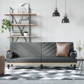 The Living Store Slaapbank Donkergrijs - Stof - Verstelbare rugleuning - Comfortabele zit - Praktische rolkussens - Stevig frame - 205x89x70cm