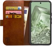 Rosso Element Book Case Wallet Hoesje Geschikt voor Google Pixel 8 | Portemonnee | Bookcase | 3 Pasjes | Magneetsluiting | Stand Functie | Bruin