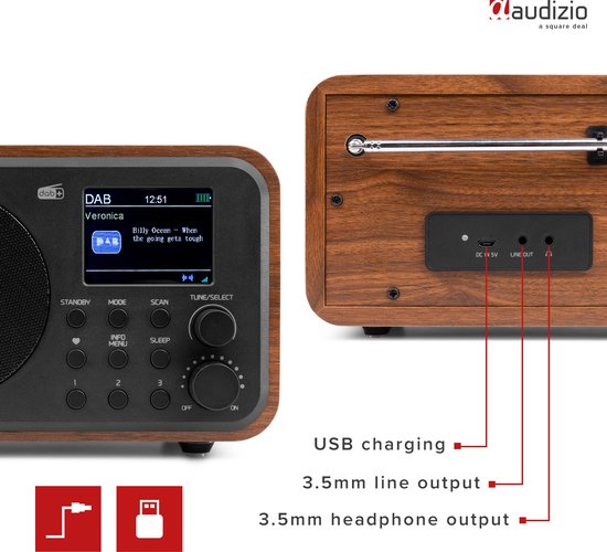 i-box Radio Dab/Dab+ & FM, Alimentation Secteur et Batterie, Poste Radio  Numérique Dab Portable avec Chargement USB pour 15 Heures de Lecture (Blanc)