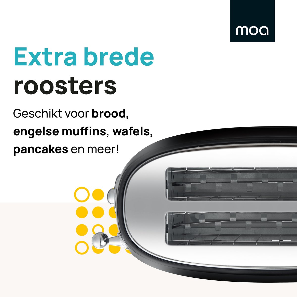 MOA Retro Broodroaster - Toaster voor 4 Sneden - Extra Brede Sleuven - 6 Warmteniveaus - BPA Vrij - 1500W - Zwart thumbnail 6