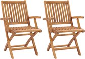 Chaises de jardin en teck The Living Store - Set de 2 - 56x58x88cm - Résistant aux intempéries en bois de teck dur