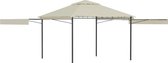 The Living Store Prieel Gazebo - 3x3x2.75m - Staal - Crème - Dubbele uitschuifbare daken