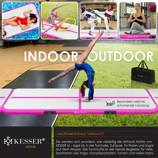 Tapis De Gym Gonflable AWSUM - 2 à 6m, 10-20cm D'épaisseur, PVC Renforcé, Pour Sport Et Détente