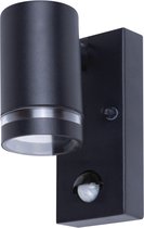 Integral buiten wandlamp staal zwart met sensor IP54 voor 1x GU10 LED lamp (niet inbegrepen)