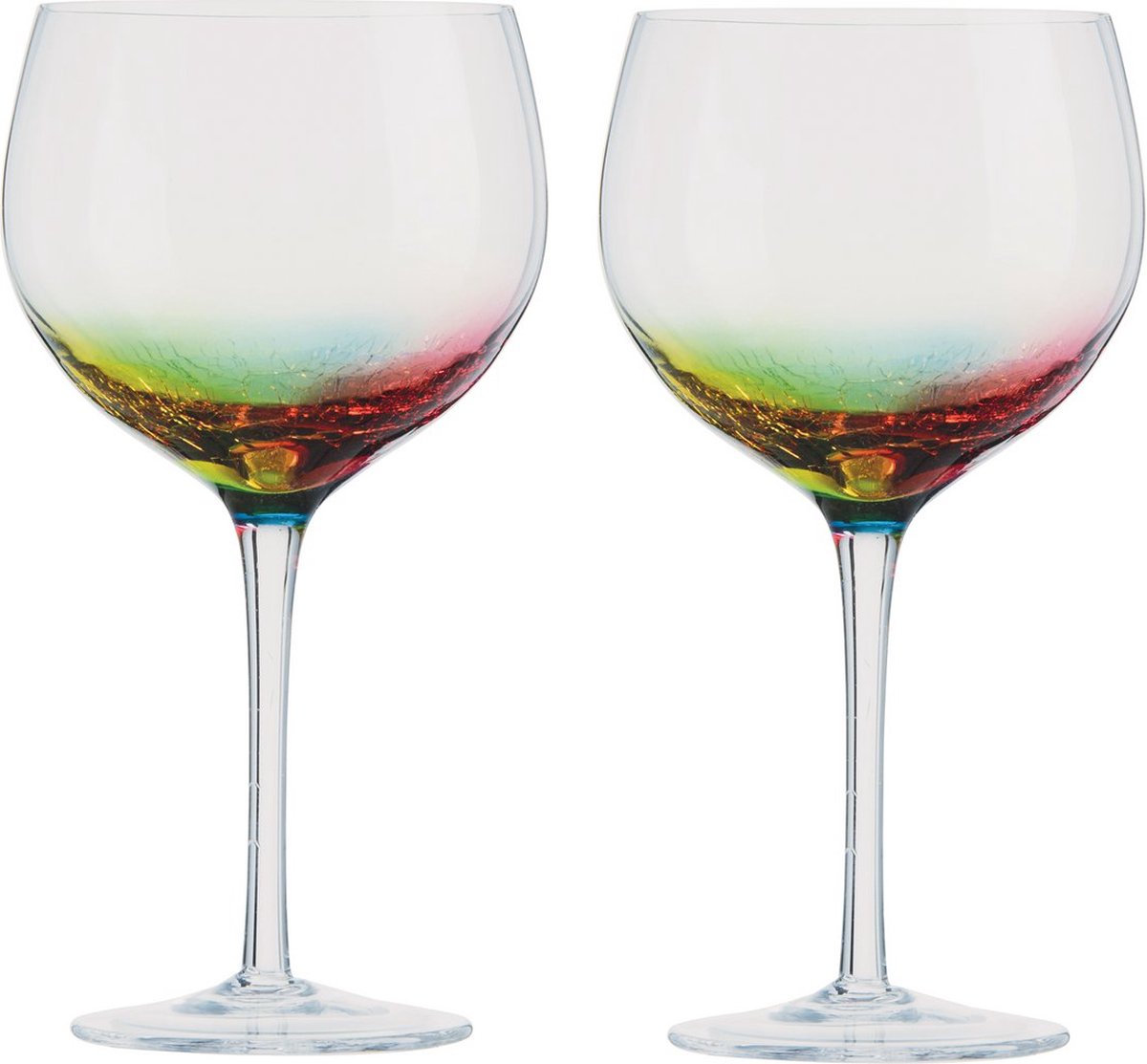 Anton Studio Design London set van 2 gin glazen met Neon gekleurde bodem 70 CL - 22 cm