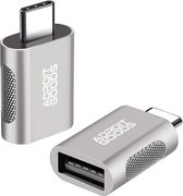 AdroitGoods 2x USB-C naar USB-A Adapter - USB 3.1 - Converter - Aluminium Silver - Siliconen Grip