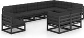 The Living Store Tuinset Grenenhout - Loungeset - Zwart - 70x70x67 cm - Massief grenenhout