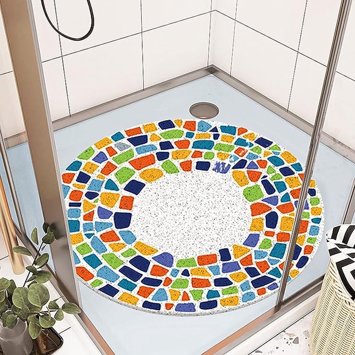 Antislip, veiligheidsdouchemat voor kinderen, 40 x 60 cm, zacht comfort, met afvoergaten, PVC-luchtfa- douchematten voor natte ruimtes, sneldrogend