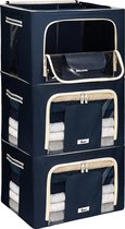 Starre opvouwbare kledingopbergbox met ritssluiting, metalen frame, opbergtas voor dekbedden, kleding, beddengoed, stabiele opbergdoos voor kleding, stapelbare kledingdoos