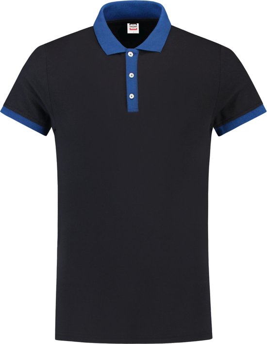 Tricorp poloshirt bi-color fitted - Casual - 201002 - navy-royalblue maat XXS