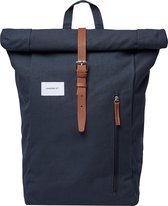 Sandqvist Dante Backpack navy with cognac brown leather