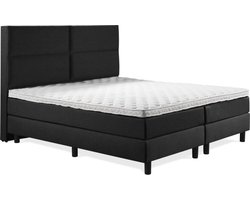 Boxspring Luxe 160x200 4 vlaks Zwart Lederlook