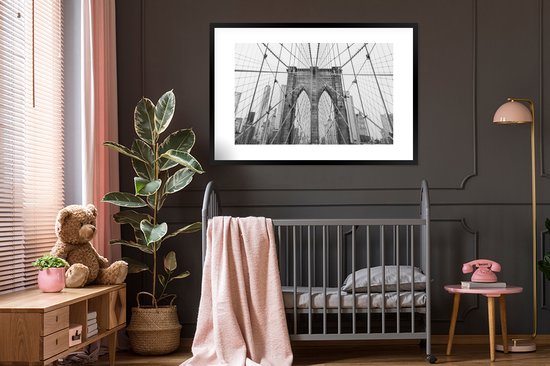 Cadre photo avec affiche - Bridge de Brooklyn - Pont - Architecture - Bâtiment - 120x80 cm - Cadre pour affiche