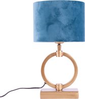 Tafellamp ring Devon small met kap | 1 lichts | blauw / brons / goud | metaal / stof | Ø 15 cm | 37 cm hoog | dimbaar | modern / sfeervol design