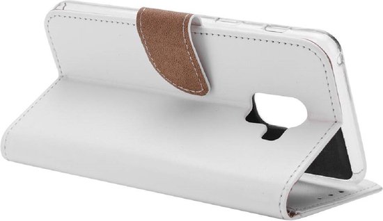 Étui portefeuille pour téléphone Bookcase pour Samsung Galaxy A5 2016 - Étui portefeuille pour cartes bancaires - Simili cuir - Support en Siliconen - Fermeture magnétique - Wit - Bibliothèque - Couverture de livre - Étui de livre - Étui de livre