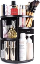 Make-up organizer, beauty-cosmetica-organizer, 360 graden draaibaar, make-up-opbergdoos, cosmeticabox voor dresser, slaapkamer, badkamer, zwart