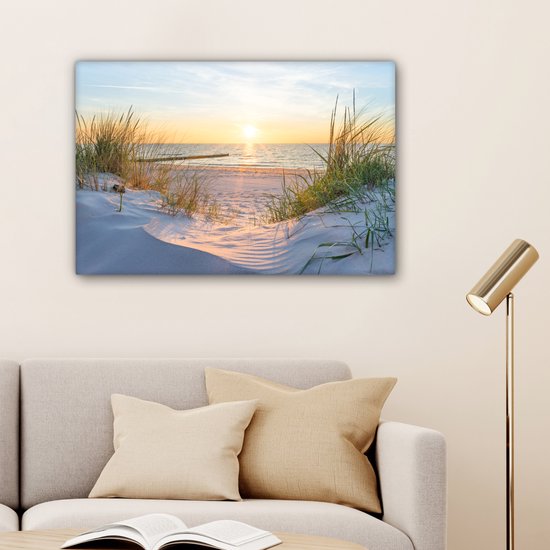 Toile - Tableaux sur toile plage - Mer - Dunes - Paysage - Tableau mer - Peintures sur toile - Tableau salon - 180x120 cm
