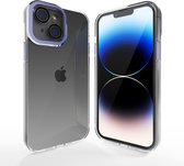 Coverzs telefoonhoesje geschikt voor Apple iPhone 14 hoesje - camera cover - doorzichtig hoesje met opstaande rand rondom camera - optimale bescherming - donkerblauw