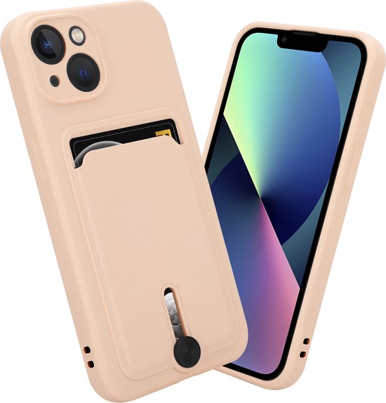 Coverzs adapté pour Apple iPhone 13 étui porte-cartes avec curseur - rose
