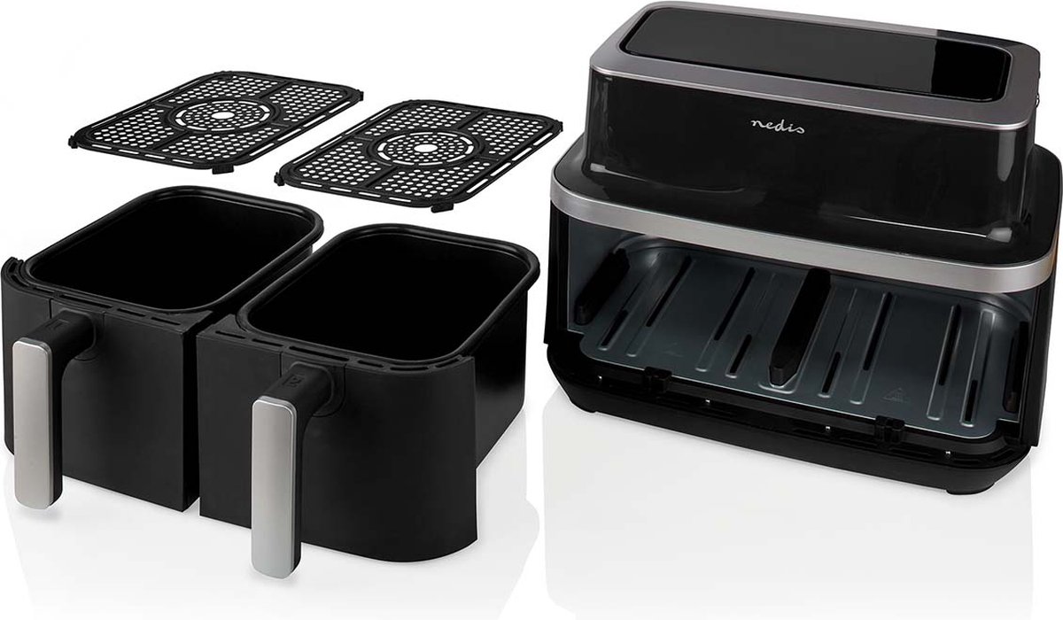 Afbeelding 3 van Nedis Heteluchtfriteuse - 2 x 4.2 l - Dubbele Airfryer - Tijdschakelaar: 60 min - 10 vooraf ingestelde programma's - Digitaal