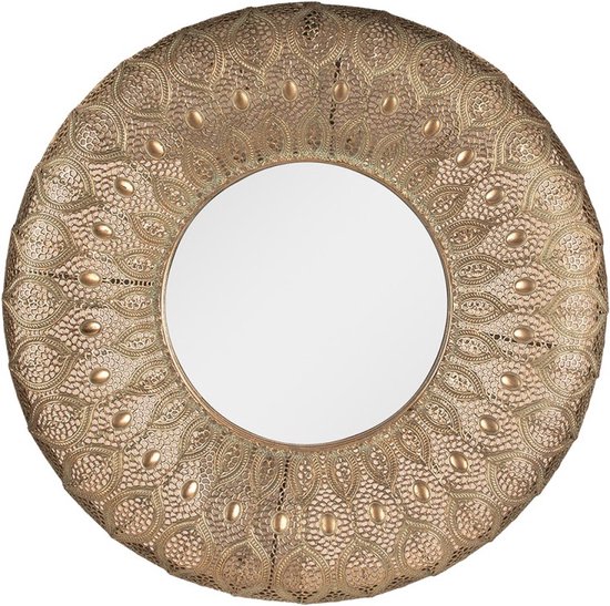 Spiegel Ø 60 cm Goudkleurig Metaal Rond Grote Spiegel