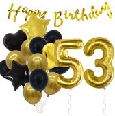 Snoes Ballonnen 53 Jaar Feestpakket – Versiering – Verjaardag Set Goldie Cijferballon 53 Jaar -Heliumballon