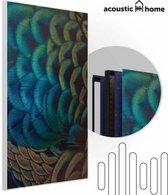 Akoestische panelen - Geluidsisolatie - Akoestische wandpanelen - Akoestisch schilderij AcousticPro® - paneel gekleurde veren - design 400 - Premium - 100x150 - zwart- Wanddecoratie - woonkamer - geluidsdemper - studio schuim