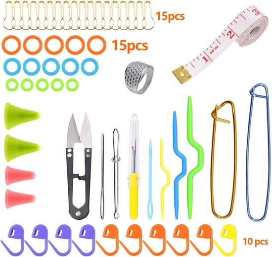 YMWALK 56 Stuks Breien en Haak Accessoires Basis Naaien Breien Gereedschap Set Naalden Punthouder Markers Unpicker Haak Starter Kit met Case voor Beginners