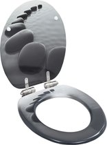 The Living Store Toiletbril - Stenen ontwerp - Soft-close - Geschikt voor meest voorkomende toiletmaten - MDF deksel - Chroom-zinklegering scharnieren - Afmetingen- 42.5 x 35.8 cm (L x B) - The Living Store