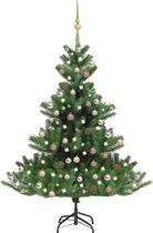 Bol.com The Living Store Kunstkerstboom - Nordmann - 210 cm - PE - LED-verlichting - Inclusief kerstballen en piek - Groen - Dia... aanbieding