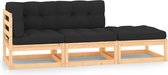 The Living Store Tuinset - Grenenhouten Lounge - Antraciet Kussen - 70x70x67 cm - Montage vereist