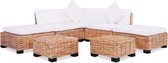 The Living Store Rattan Woonkamer Set - Hoekbank 67x67x58cm - Bruin Rattan - Mahoniehouten Poten