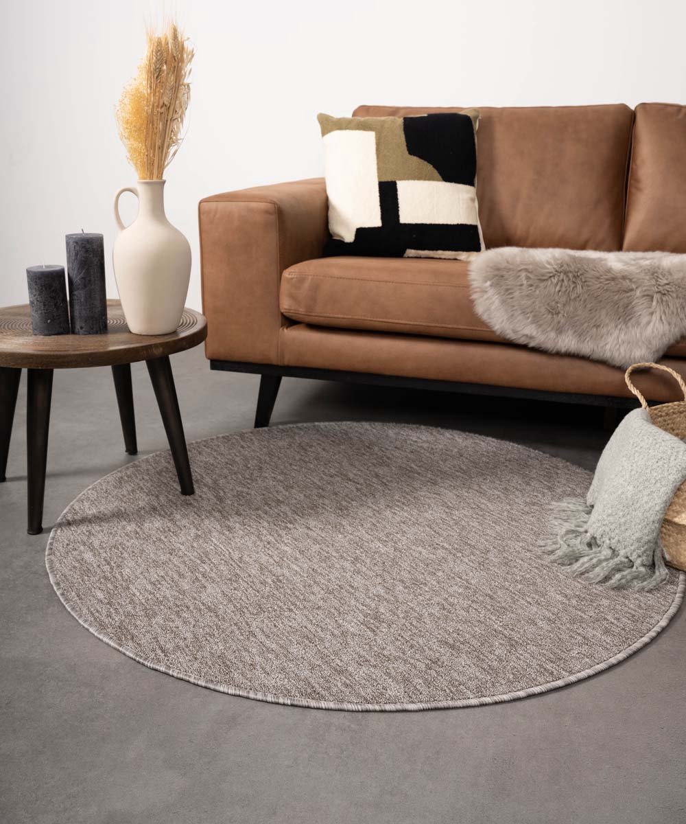 Tapeso Rond vloerkleed - Lush taupe/lichtgrijs 120