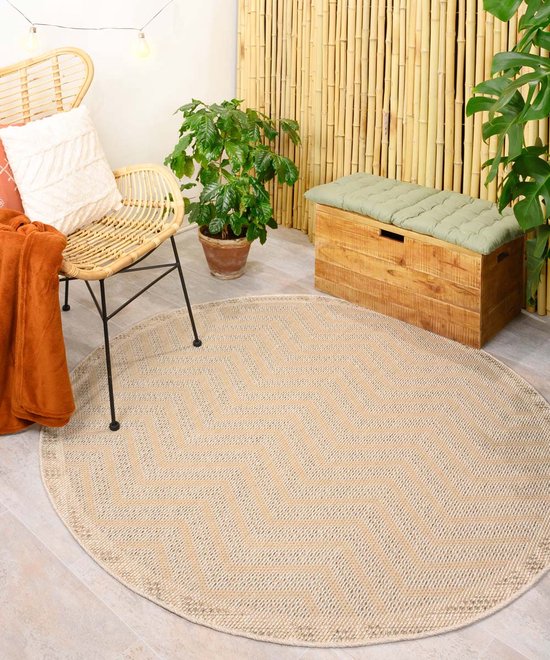 Tapis d'extérieur rond en jute Sunny Contour - rond naturel 300 cm | bol