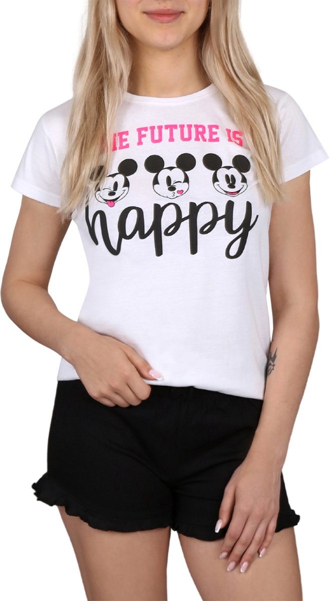 Disney Mickey Mouse Disney - Zwart-witte meisjespyjama met korte mouwen, zomerpyjama / 140