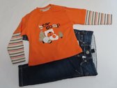 ensemble - Jongens - T-shirt oranje - Beer - Jeans - 6 maand 68