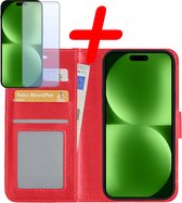 Étui adapté pour iPhone 15 Pro Case Bookcase Cover Flip Case Book Cover avec protecteur d'écran - Étui adapté pour iPhone 15 Pro Case Book Case Case - Rouge