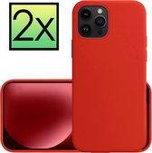 Hoes Geschikt voor iPhone 15 Pro Hoesje Cover Siliconen Back Case Hoes - Rood - 2x