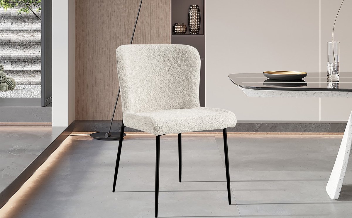 Interiax Eetkamerstoel Flo BouclÃ© Ecru