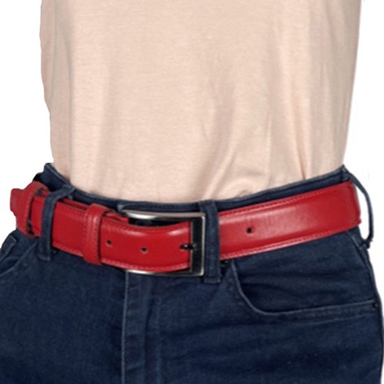Arrigo Riem en cuir ou en cuir pour femmes Riem hommes - 3,5 cm de large ceinture rouge unisexe pantalon 90 cm