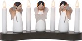 Star Trading Décoration de Noël Chœur d'anges de Star Trading, chandelier avec 4 ampoules E10 blanc chaud, figurine de Noël, ange en bois, interrupteur à câble, longueur : 31 cm