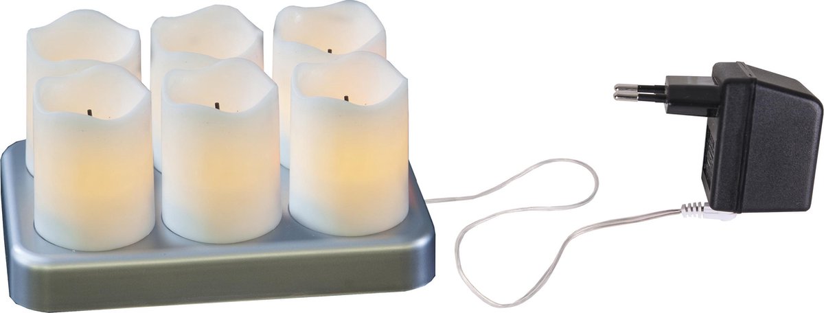 STAR TRADING LED Theelicht Set - 6 stuks met oplaadstation