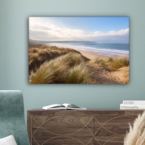 Tableau Toile Dune - Plage - Water - 180x120 cm - Décoration murale XXL