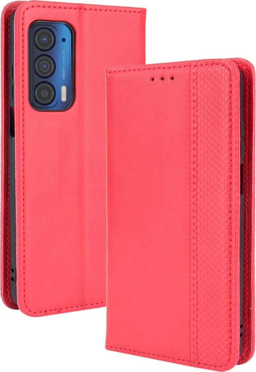 Mobigear Telefoonhoesje geschikt voor Motorola Edge (2021) Hoesje | Mobigear Sensation Bookcase Portemonnee | Pasjeshouder voor 3 Pasjes | Telefoonhoesje voor Pinpas / OV Kaart / Rijbewijs - Rood