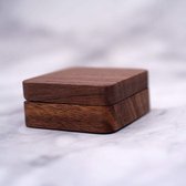 Elysium - Ringdoos van Hout - Huwelijk - Aanzoek - Sieradendoosje - Bruiloft - Oorbellen doosje - Luxe Ringdoosje - Walnoot hout
