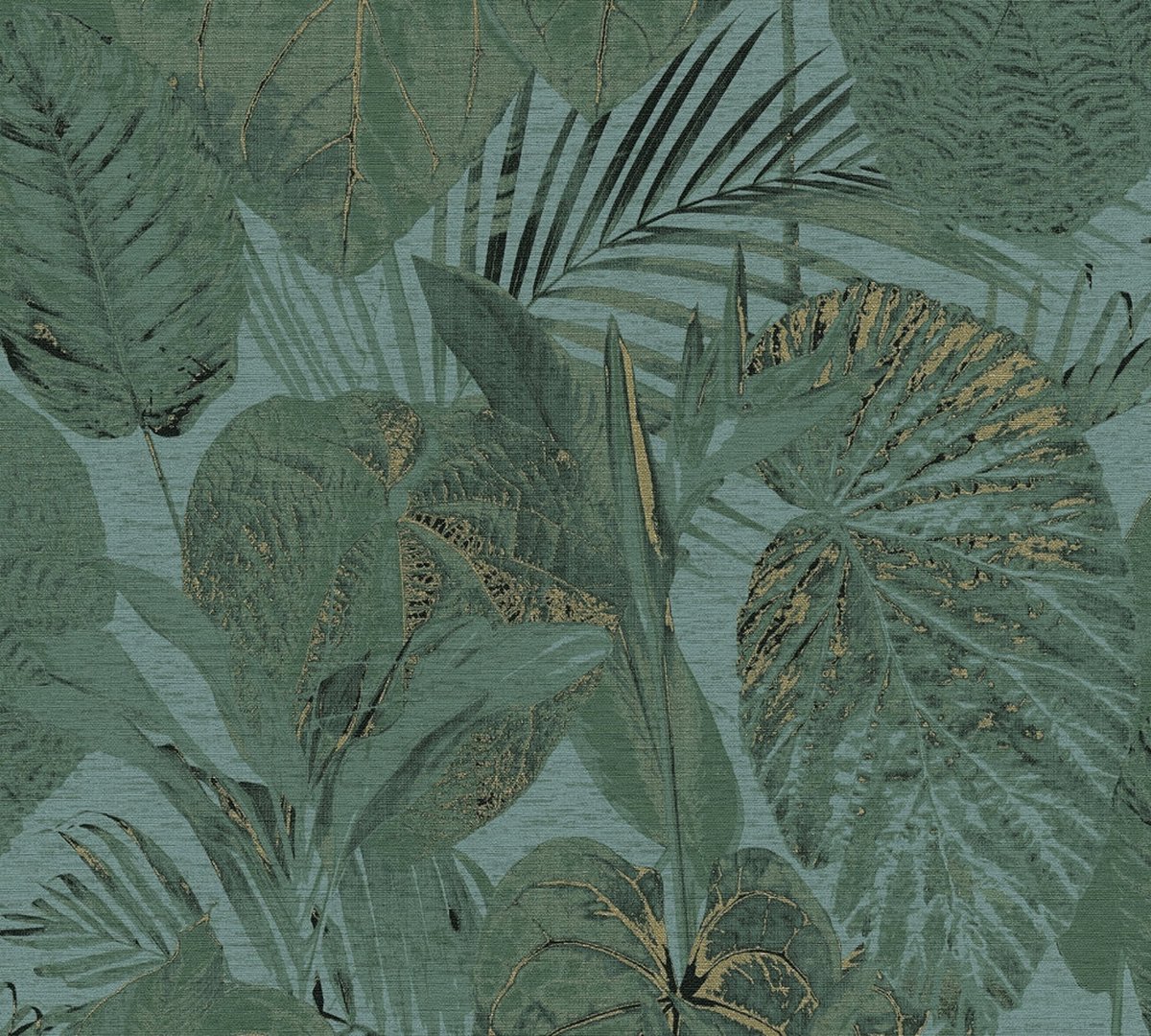 BLADEREN BEHANG | Botanisch - Petrol Groen Goud - LivingWalls Famous Garden