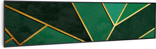 Klarstein Wonderwall Air Art Slimme Infrarood Verwarming - Warmtepaneel - 120X30Cm - 350W - 7M² - Design Front - App Controle - Geruisloos - Wandmontage - Afstandsbediening - Praktisch - Thermostaat - Timer - Motief: Groene Lijn - Zwart Frame