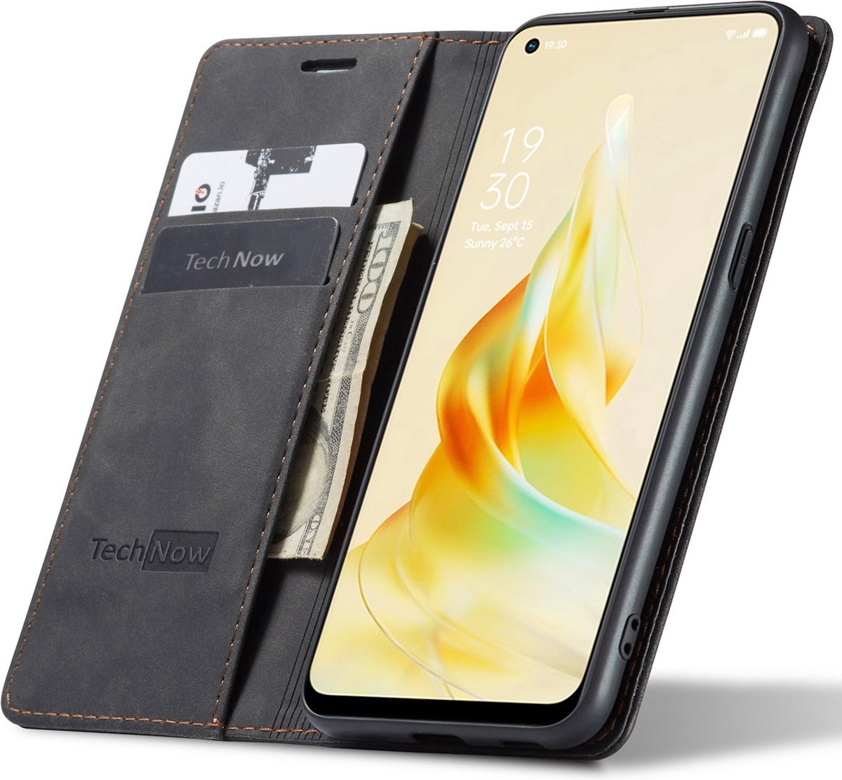 Hoesje geschikt voor Oppo Reno 8T 5G - Book Case Leer Slimline Zwart