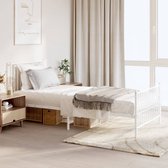 The Living Store Bedframe Klassiek - Metalen - 207 x 95 x 90.5 cm - Wit