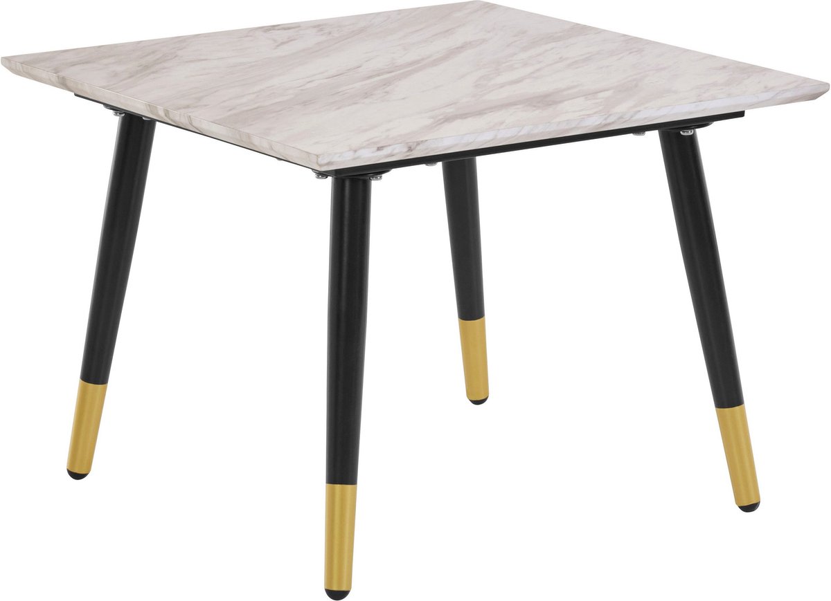 Notio Living Monza-Bijzettafel - Zwart/Goud Marmerlook Wit